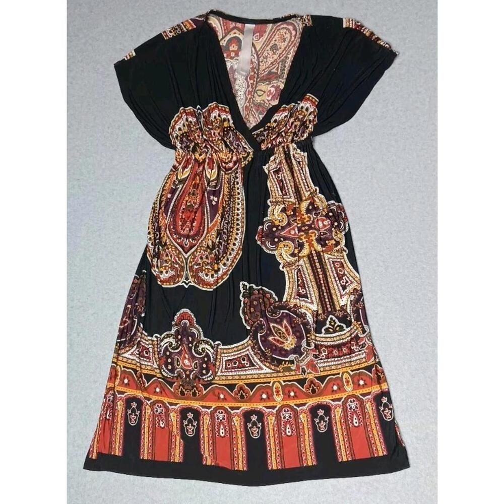 Cristina Love Dress Womens Size Small Knee Length Black Paisley Design...